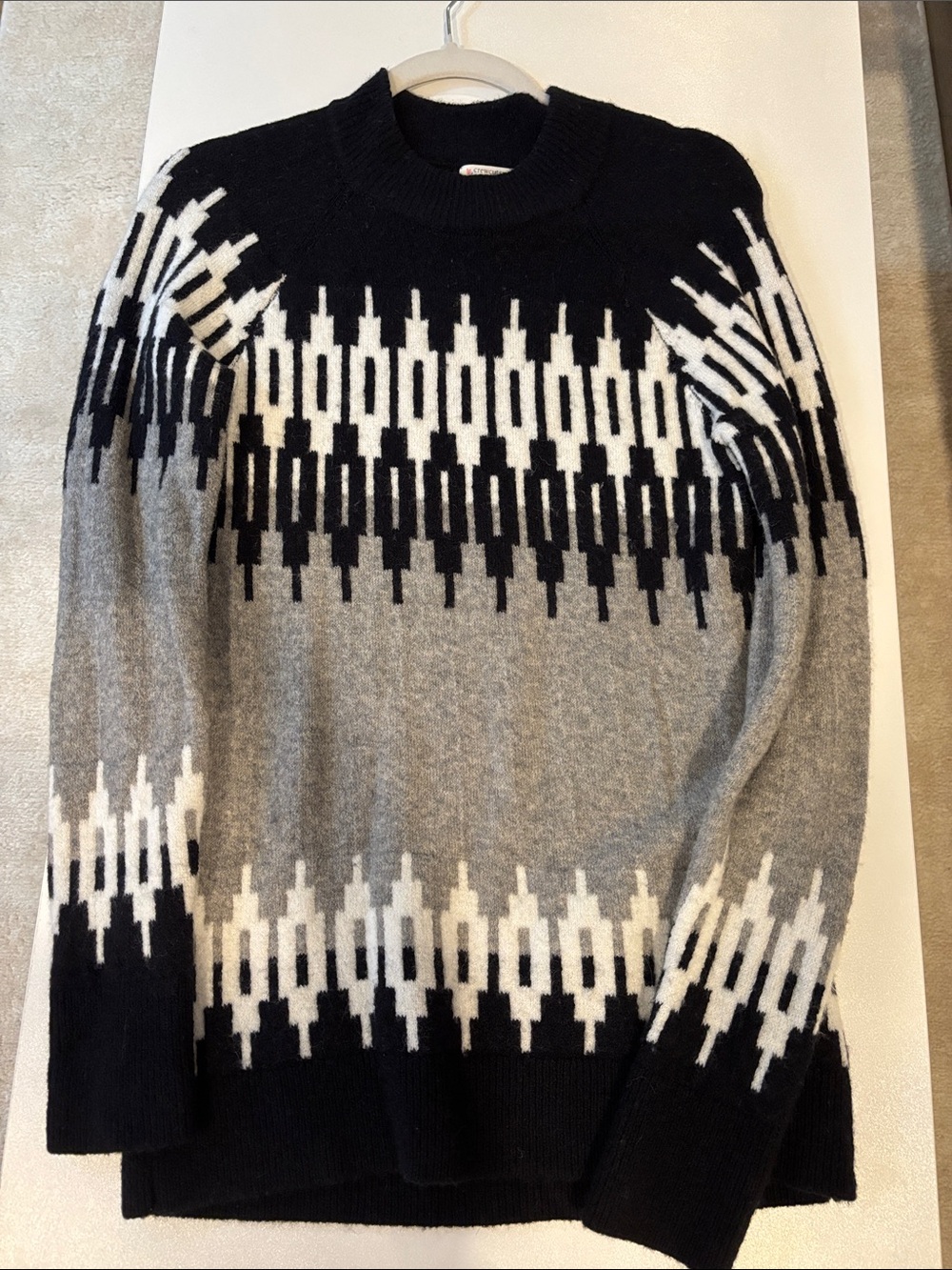 Jcrew kids Black Gray White Patterned Crewneck Sweater